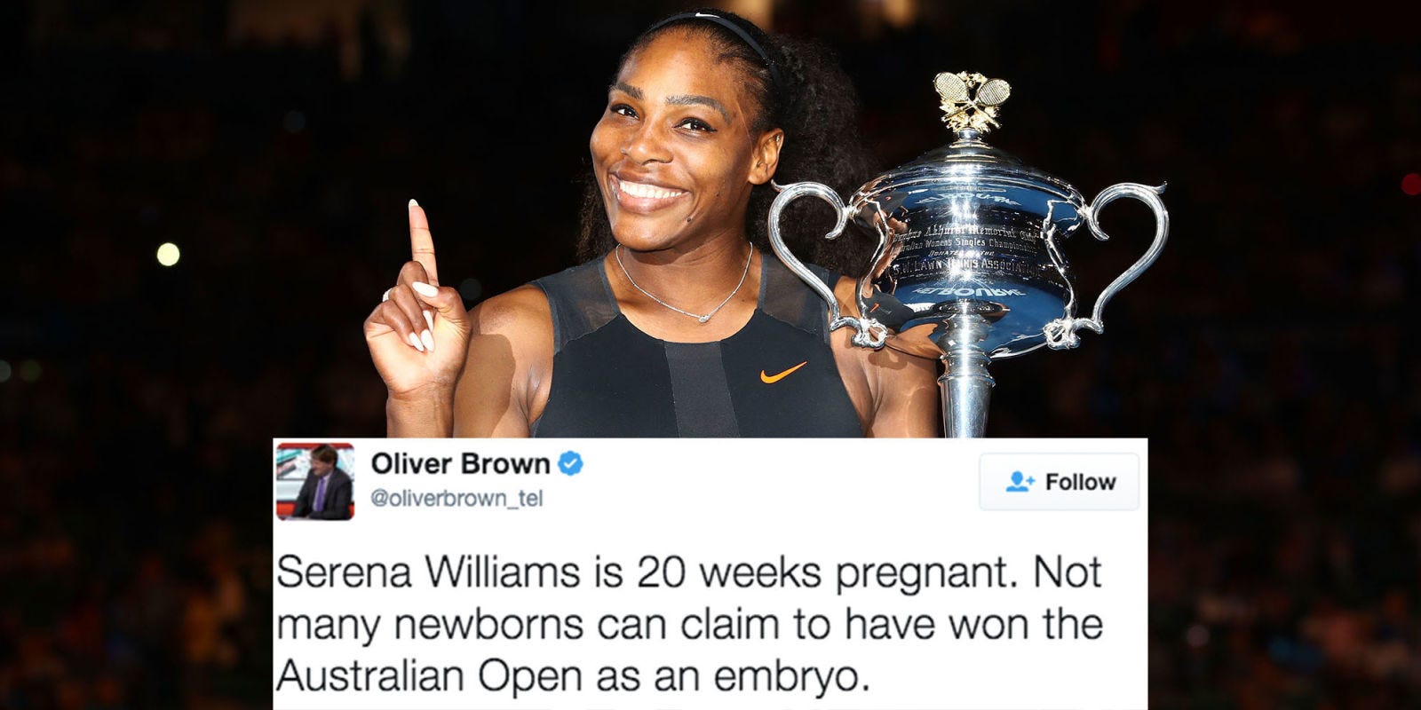 serena williams won the australian open while pregnant and fans landscape 1492619088 hbz serena tweets index?resize=768 * serena williams won the australian open while pregnant and fans